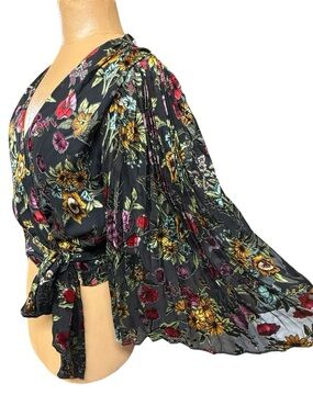 Alice + Olivia, Wrap Bell Sleeves Silky Blouse